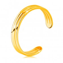 Inel din aur galben 585 cu umeri deschiși - trei benzi subțiri netede