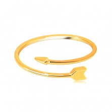 Inel din aur galben de 14K – săgeată răsucită, cu capetele inelului separate