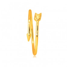 Inel din aur galben de 14K – săgeată răsucită, cu capetele inelului separate