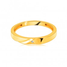Verighetă din aur de 14K – inel cu tăieturi fine, zirconiu mic