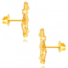 Cercei din aur, 14K – linii împletite cu model frânghie, știfturi