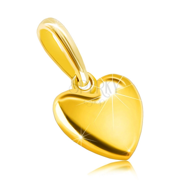 Pandantiv din aur galben 585 - inimă netedă, suprafață strălucitoare, clemă ovală