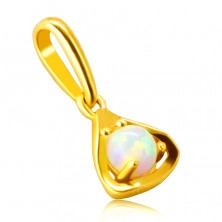 Pandantiv din aur de 14K - contur al unui triunghi cu opal sintetic rotund