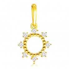 Pandantiv din aur de 14K - inel cu cleștișori subțiri, zirconii rotunzi sclipici
