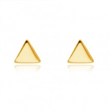 Cercei din aur galben 14K - triunghiuri echilaterale curbate strălucitoare