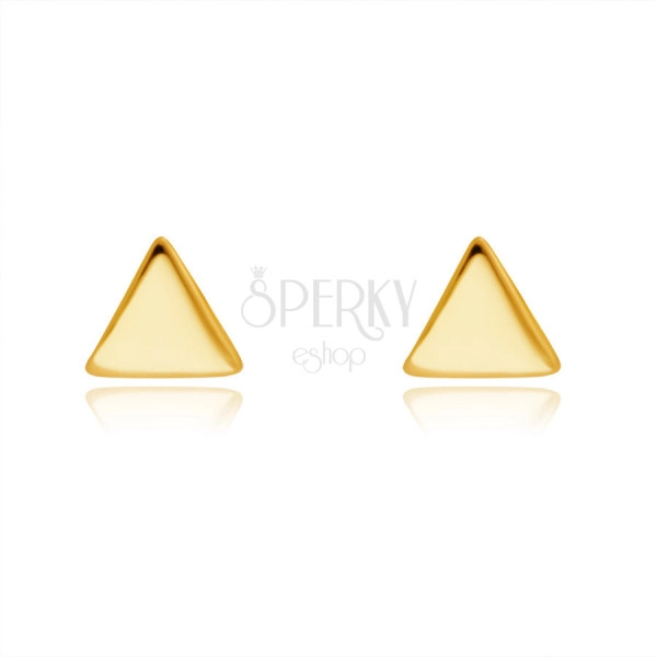 Cercei din aur galben 14K - triunghiuri echilaterale curbate strălucitoare