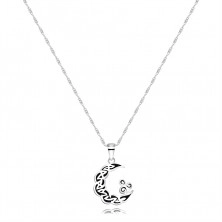 Colier din argint 925 – lună cu ornamente și patină, triskelion  
