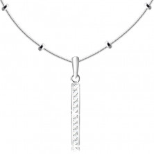 Colier din argint 925 – lanț cu model de șarpe, dreptunghi subțire cu zirconii transparente