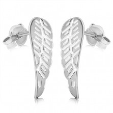 Cercei din argint 925 - aripi de înger cu crestături, suprafață lucioasă, închidere de tip fluturaș