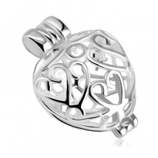 Pandantiv din argint 925 - inimă convexă împodobită cu ornamente, suprafață strălucitoare