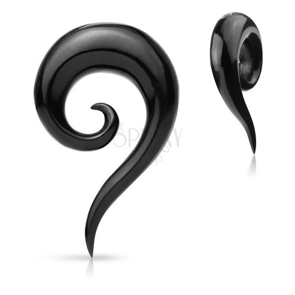 Expander pentru ureche din material organic – spirală curbă netedă neagră
