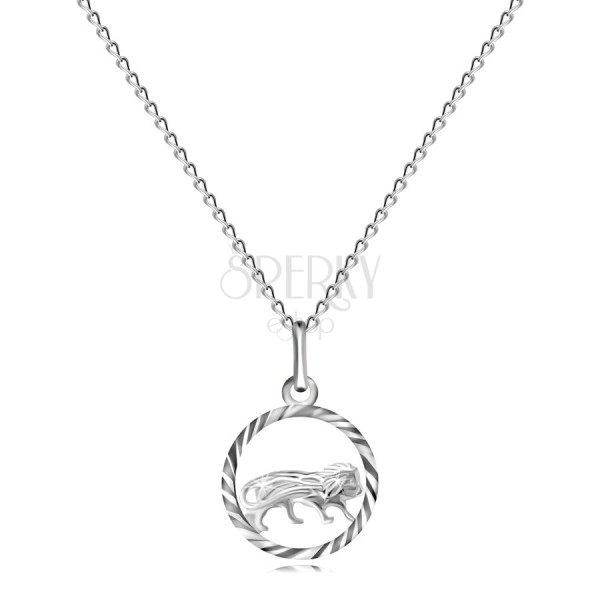 Lanț și pandantiv din argint, model semn zodiacal LEU