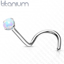 Piercing nas curbat din titan - opal sintetic, reflexe curcubeu, 0,8 mm