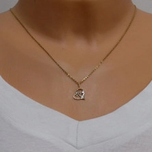Pandantiv cu diamant realizat din aur combinat de 14K - inimă cu mama ținând copilul pe mâini, diamante