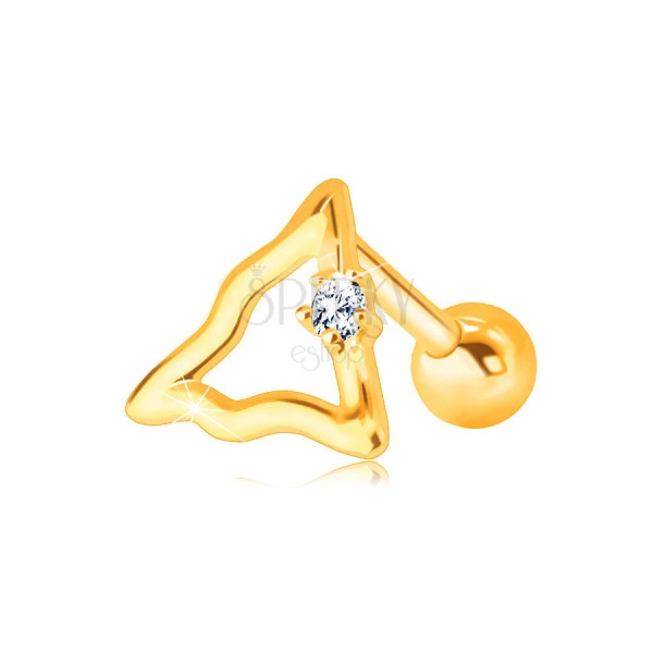 Piercing din aur de 14K - contur triunghiular cu un diamant strălucitor clar