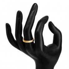 Inel din aur galben de 14K - crestături decorative fine, diamant clar strălucitor, 1,5 mm