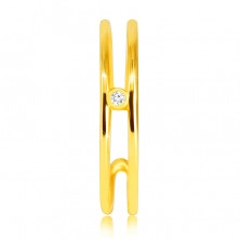 Inel din aur galben de 14K - brațe subțiri, diamant strălucitor