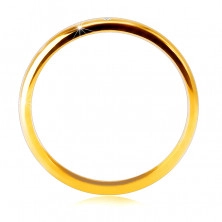 Inel din aur galben 14K - brațe subțiri netede, diamante strălucitoare