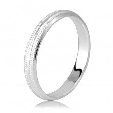 Inel din argint 925 - două dungi strălucitoare și două crestături moletate, de 3 mm