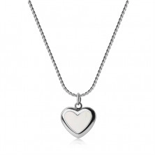 Colier din oțel, de culoare argintie - lanț delicat, pandantiv în formă de inimă cu reflecții de curcubeu