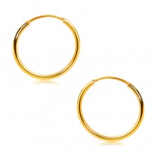 Cercei din aur galben 585 - cercuri delicate, suprafață rotunjită lucioasă, 12 mm