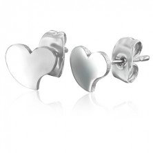 Cercei din oțel - nuanță argintie, inimă asimetrică 