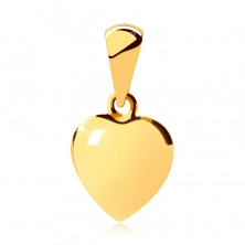 Pandantiv din aur galben de 14K - inimă plină cu o suprafață strălucitoare și ușor convexă