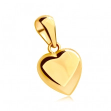 Pandantiv din aur galben de 14K - inimă plină cu o suprafață strălucitoare și ușor convexă