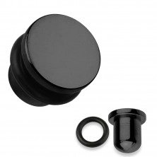 Plug pentru ureche din oțel 316L de culoare neagră, bandă elastică neagră, diverse lățimi 