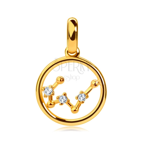 Pandantiv din aur 9K, constelația zodiacului „Taur”, cerc, zirconi limpezi