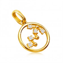 Pandantiv din aur galben de 9K, constelația zodiacului „Scorpion”, cerc, zirconi limpezi