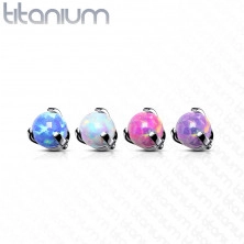 Piesă pentru implant din titan, biluță în mont, opal sintetic, filet, diferite culori, 4 mm