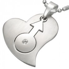 Pandantiv din oțel inoxidabil cu inimă și simbolul feminin