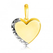 Pandantiv din aur combinat de 9K - inimă netedă, linie sclipitoare