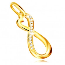 Pandantiv din aur 375 - simbol asimetric INFINIT, zirconii rotunde clare