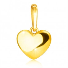 Pandantiv din aur galben 375 - inimă netedă, suprafață strălucitoare, clemă ovală