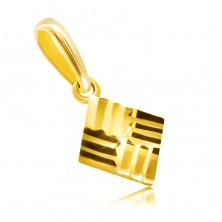 Pandantiv din aur de 9K – pătrat moletat cu suprafață strălucitoare