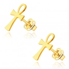 Cercei din aur 9K - Acnh, model cu cruce de Nil, închidere de tip fluturaș