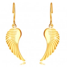 Cercei din aur de 9K - aripi mari de înger, suprafață lucioasă, tortițe afro