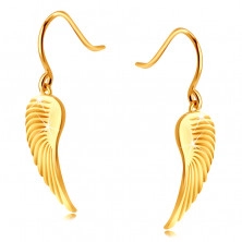 Cercei din aur de 9K - aripi mari de înger, suprafață lucioasă, tortițe afro