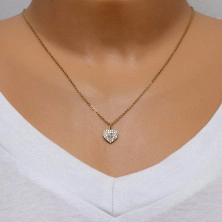 Pandantiv din aur de 9K - inimă decorată cu zirconii strălucitoare cu zircon încrustat în formă de inimă