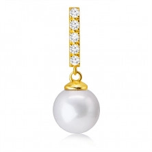Pandantiv din aur de 9K – perlă albă pe verigă cu zirconii