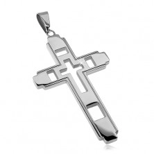 Pandantiv din oțel chirurgical, cruce mare cu cruce decupată
