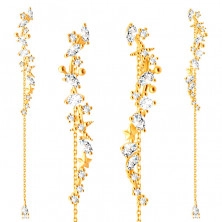 Cercei din aur de 9K – bandă în formă de undă, oval, lacrimă, pătrat, stele, floare, lanț