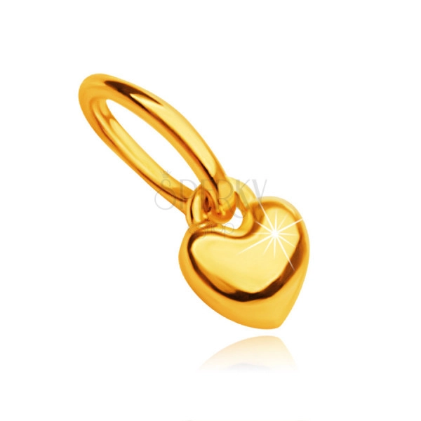 Pandantiv din aur 9K - inimă cu suprafață netedă și lustruită în oglindă, 3mm