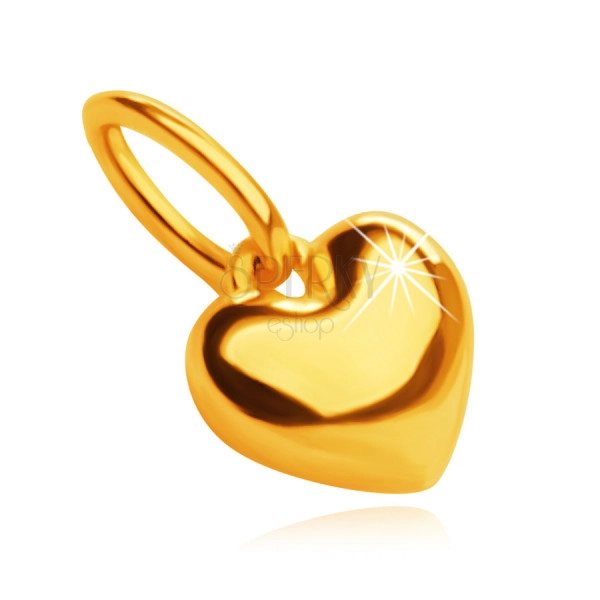Pandantiv din aur de 9K - inimă cu suprafață netedă și lustruită oglindă, 5 mm