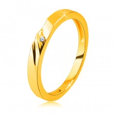 Verighetă din aur de 9K – inel cu tăieturi fine, zirconiu mic