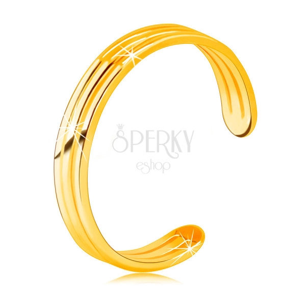 Inel din aur galben 375 cu umeri deschiși - trei benzi subțiri netede