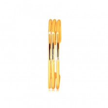 Inel din aur galben 375 cu umeri deschiși - trei benzi subțiri netede