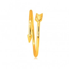 Inel din aur galben de 9K – săgeată răsucită, cu capetele inelului separate